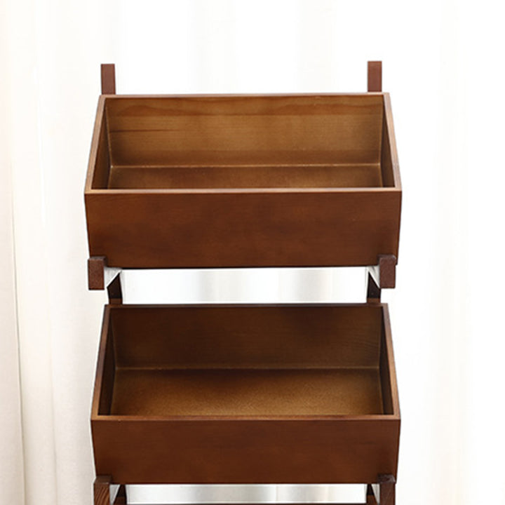 Modern Minimalist Solid Wood Rectangular Storage Shelf With 3-Tier Organizer For Living Room &amp; Kitchen