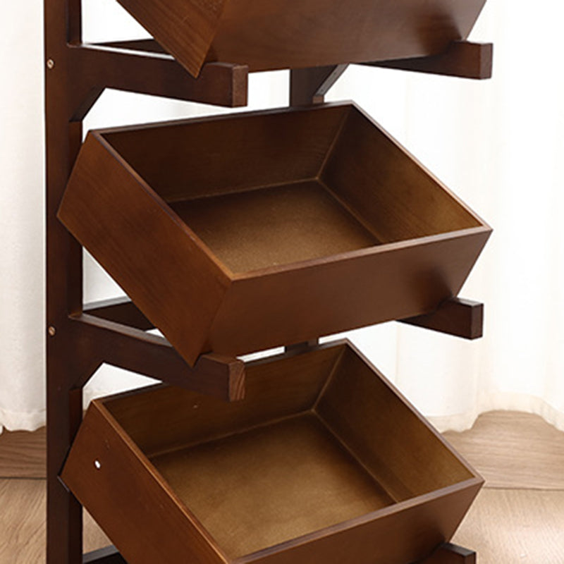 Modern Minimalist Solid Wood Rectangular Storage Shelf With 3-Tier Organizer For Living Room &amp; Kitchen