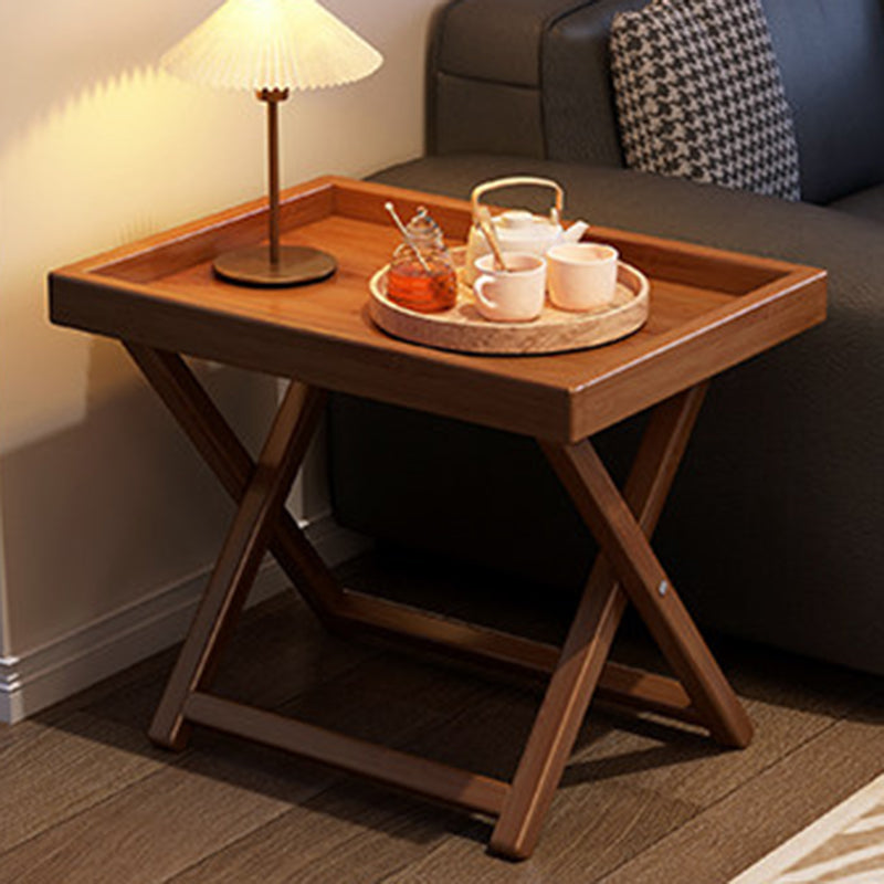 Modern Minimalist Nan Bamboo MDF Acrylic X-Shaped Stable Support Side Table With Foldable &amp; Detachable Design For Living Room