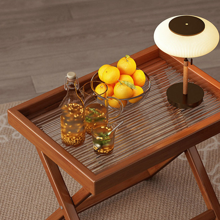 Modern Minimalist Nan Bamboo MDF Acrylic X-Shaped Stable Support Side Table With Foldable &amp; Detachable Design For Living Room