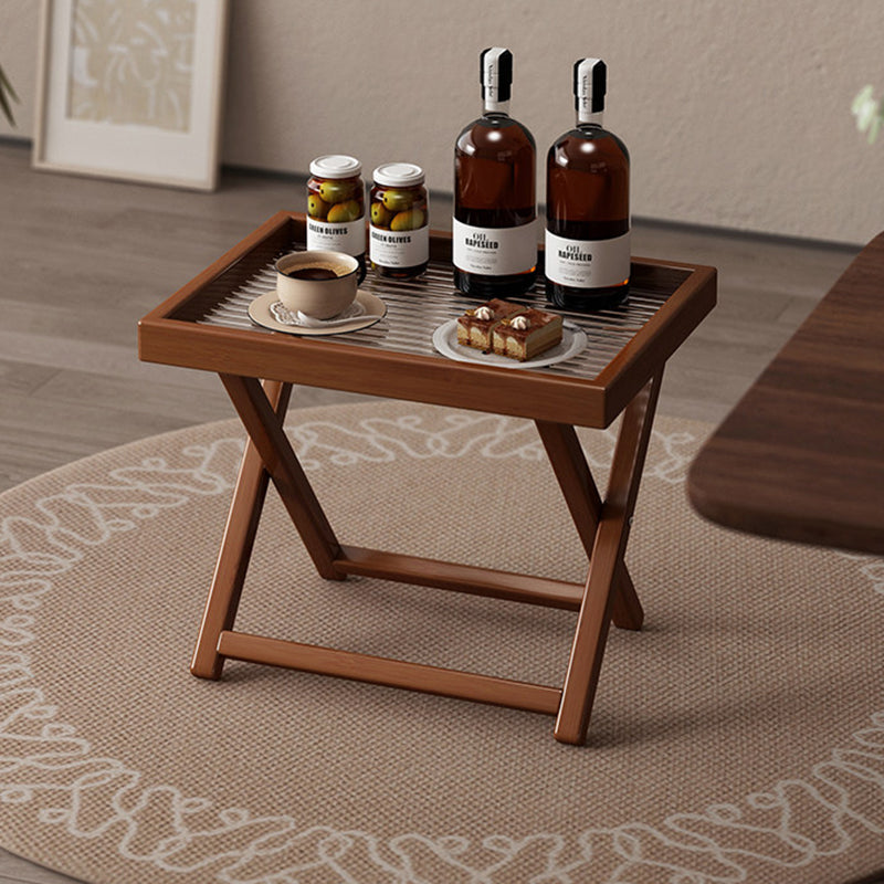 Modern Minimalist Nan Bamboo MDF Acrylic X-Shaped Stable Support Side Table With Foldable &amp; Detachable Design For Living Room
