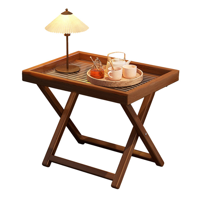 Modern Minimalist Nan Bamboo MDF Acrylic X-Shaped Stable Support Side Table With Foldable &amp; Detachable Design For Living Room