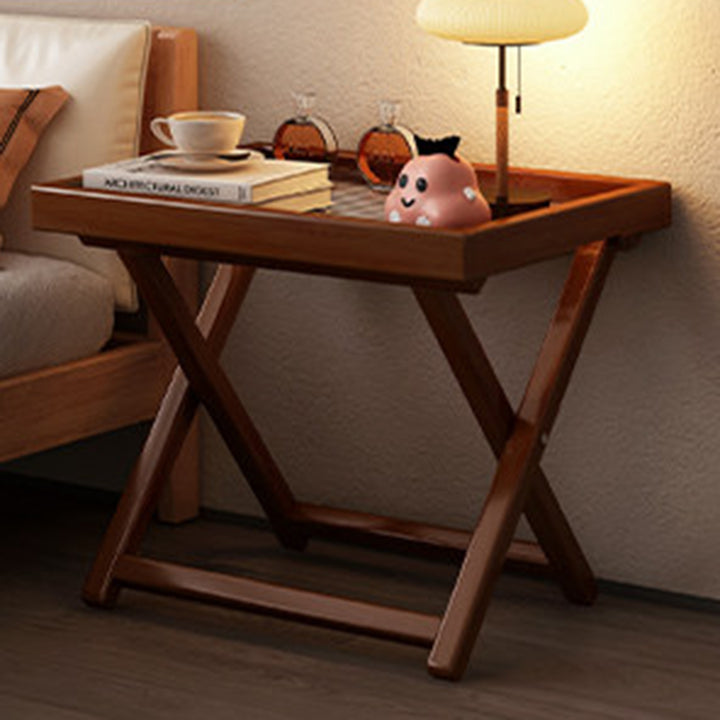 Modern Minimalist Nan Bamboo MDF Acrylic X-Shaped Stable Support Side Table With Foldable &amp; Detachable Design For Living Room