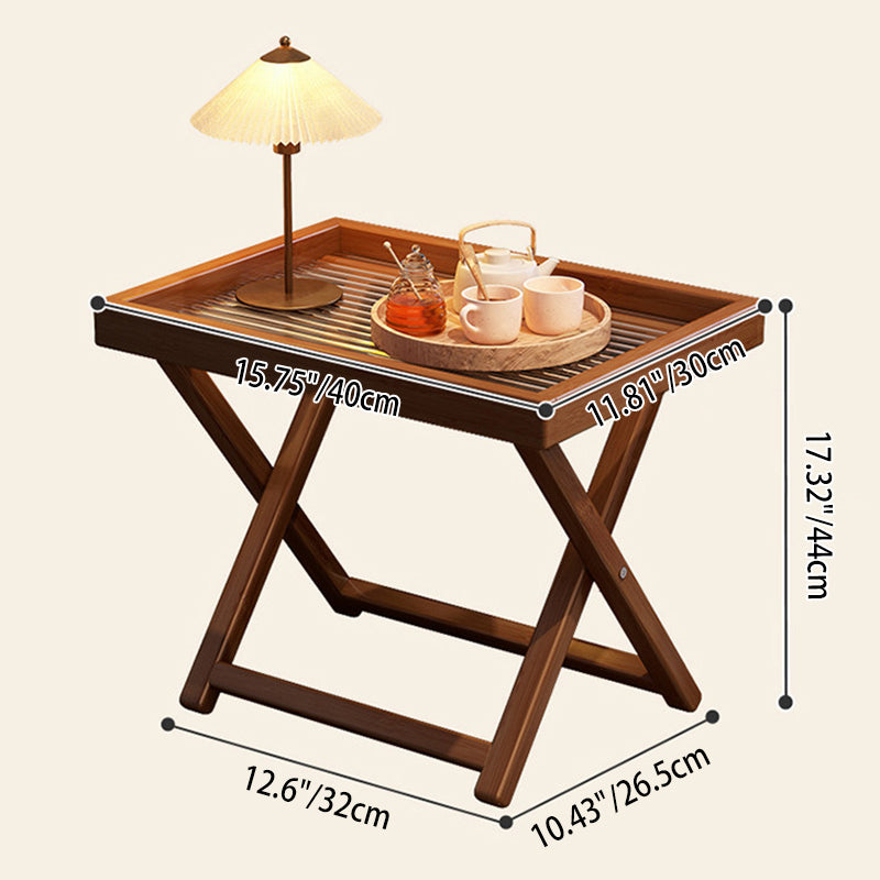 Modern Minimalist Nan Bamboo MDF Acrylic X-Shaped Stable Support Side Table With Foldable &amp; Detachable Design For Living Room