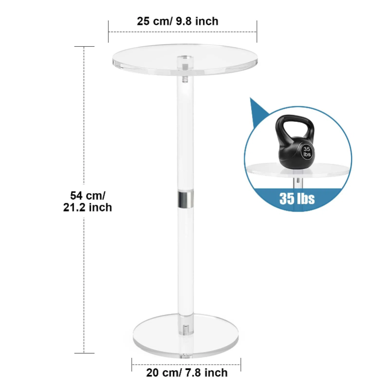Modern Minimalist Acrylic Round Side Table For Living Room &amp; Bedroom &amp; Bathroom