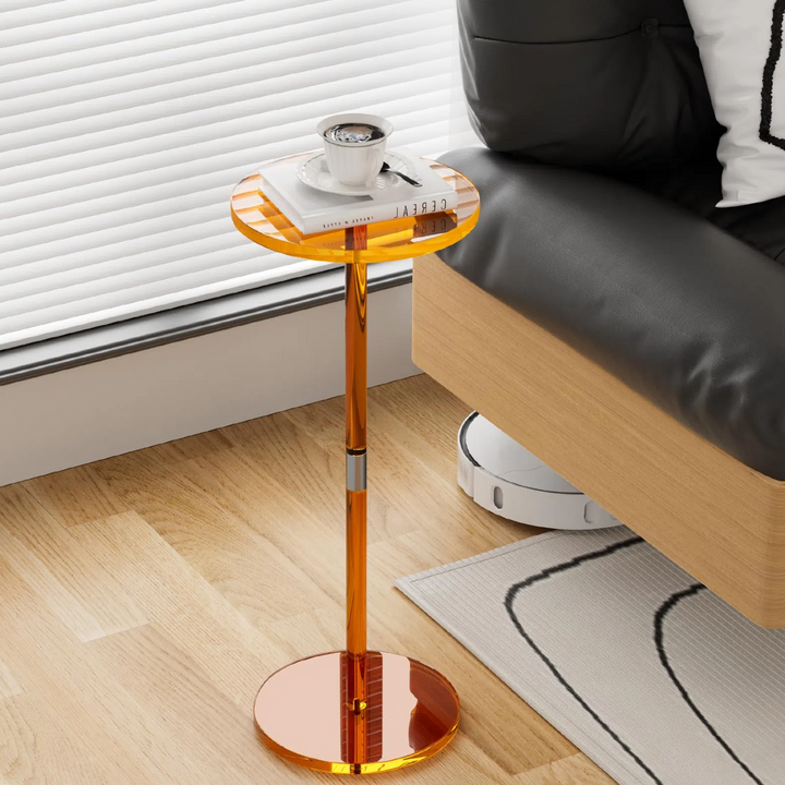 Moderner minimalistischer runder Beistelltisch aus Acryl für Wohnzimmer & Schlafzimmer & Badezimmer 