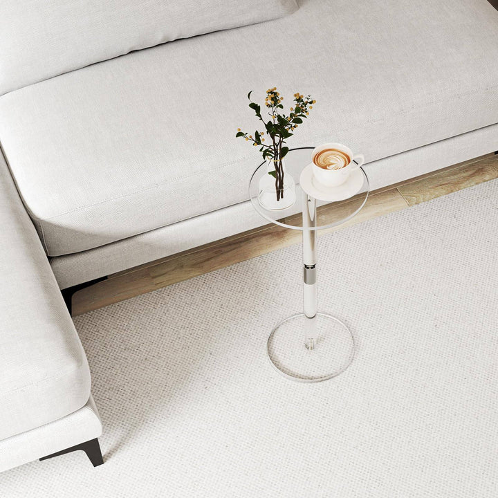 Modern Minimalist Acrylic Round Side Table For Living Room &amp; Bedroom &amp; Bathroom