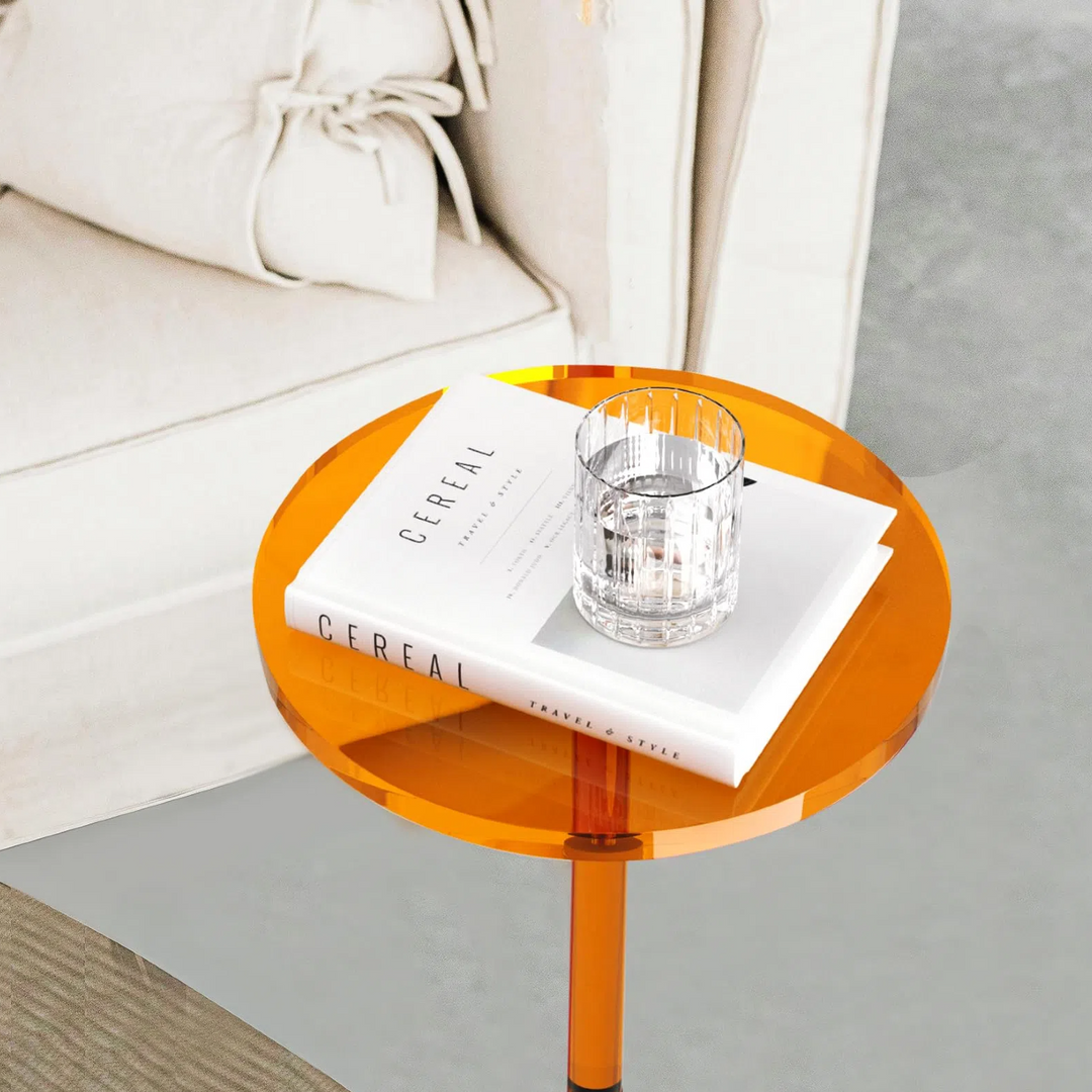 Modern Minimalist Acrylic Round Side Table For Living Room &amp; Bedroom &amp; Bathroom