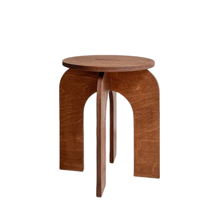 Contemporary Retro Round Birch Wood Marine Board Versatile Low Stool For Living Room &amp; Bedroom &amp; Entryway