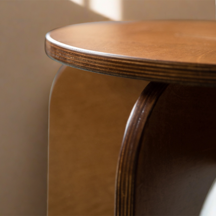 Contemporary Retro Round Birch Wood Marine Board Versatile Low Stool For Living Room &amp; Bedroom &amp; Entryway