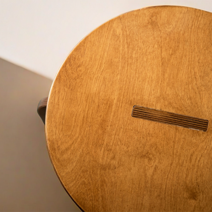 Contemporary Retro Round Birch Wood Marine Board Versatile Low Stool For Living Room &amp; Bedroom &amp; Entryway