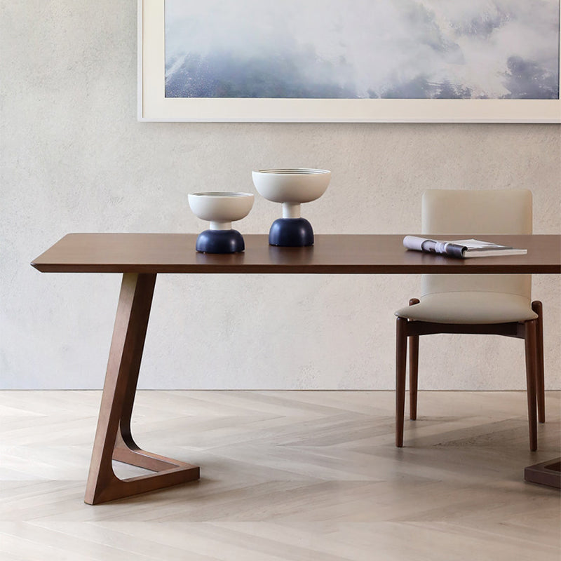 Mesa de comedor rectangular nórdica contemporánea de nogal macizo y madera contrachapada, con carpintería de precisión y ensamblaje de espiga y mortaja, para una durabilidad prolongada, para 4-8 plazas 