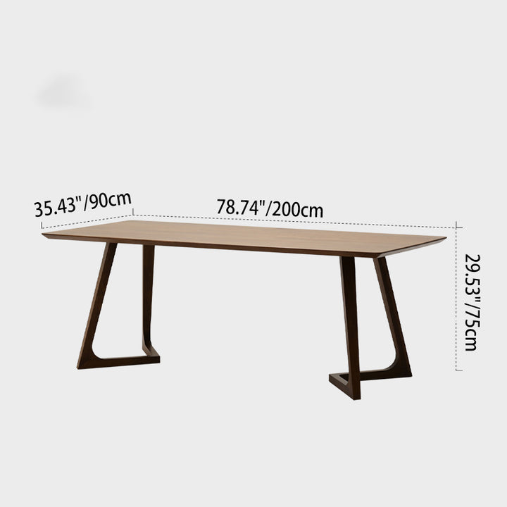 Mesa de comedor rectangular nórdica contemporánea de nogal macizo y madera contrachapada, con carpintería de precisión y ensamblaje de espiga y mortaja, para una durabilidad prolongada, para 4-8 plazas 