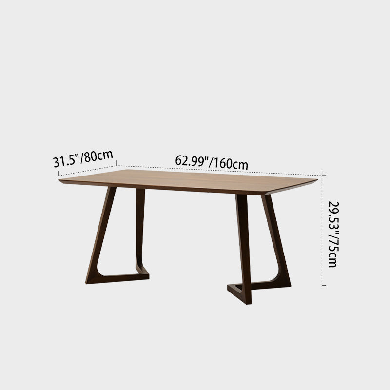 Mesa de comedor rectangular nórdica contemporánea de nogal macizo y madera contrachapada, con carpintería de precisión y ensamblaje de espiga y mortaja, para una durabilidad prolongada, para 4-8 plazas 