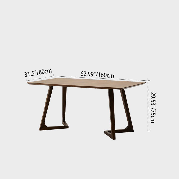 Mesa de comedor rectangular nórdica contemporánea de nogal macizo y madera contrachapada, con carpintería de precisión y ensamblaje de espiga y mortaja, para una durabilidad prolongada, para 4-8 plazas 