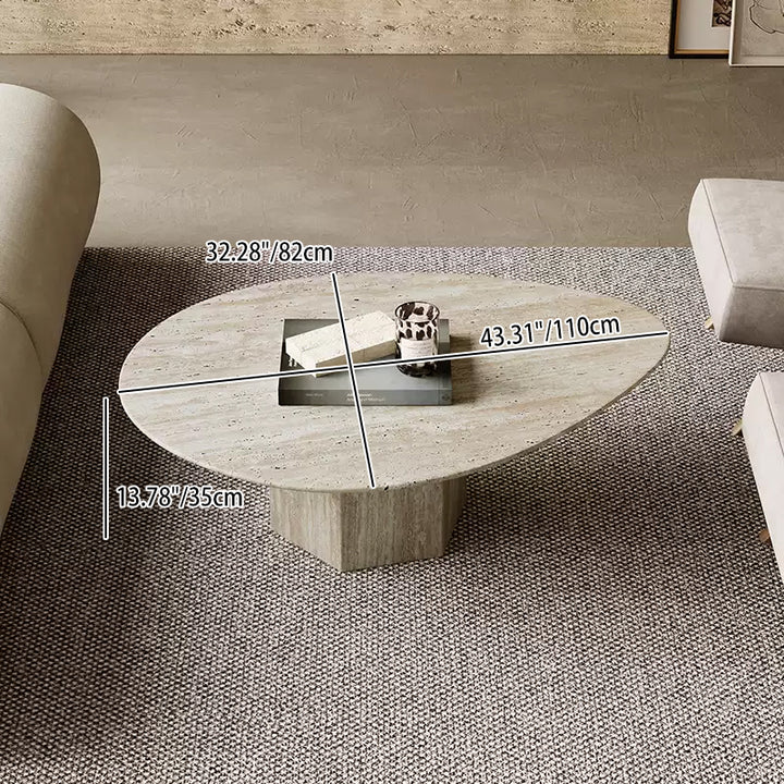 Modern Minimalist Premium Travertine Teardrop Coffee Table For Living Room