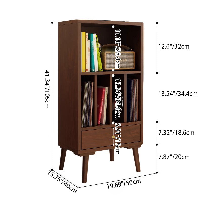 Modern Minimalist Plywood Rectangular Bookshelf With 1-Drawer For Living Room