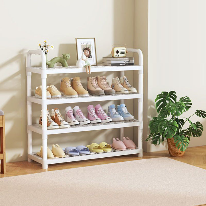 Moderner minimalistischer rechteckiger Schuhschrank aus Kunststoff mit leichtem 2/3/4/5-stufigem Aufbewahrungsregal für den Eingangsbereich 