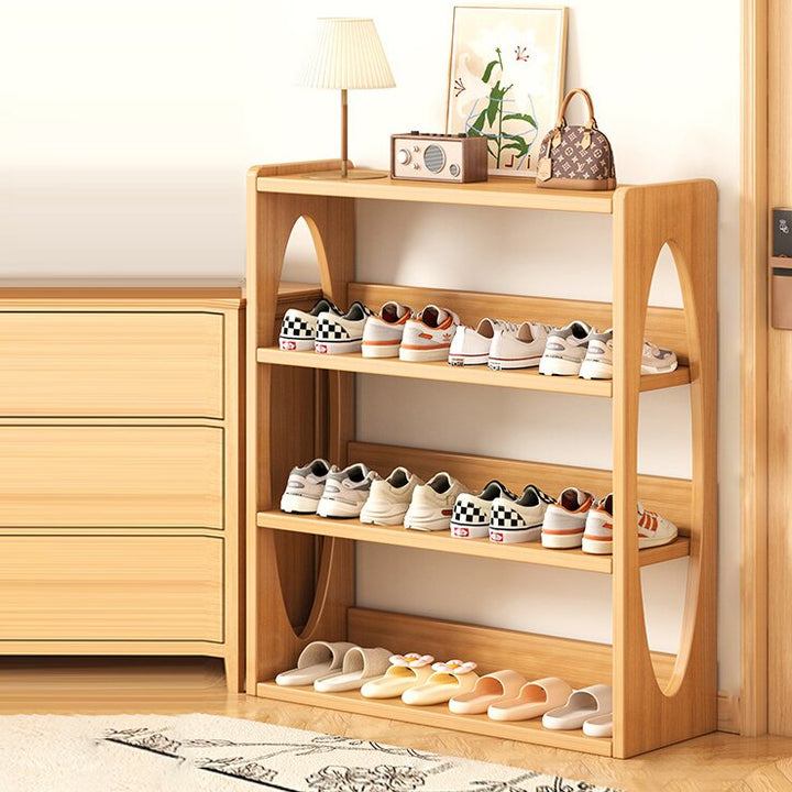 Moderner minimalistischer rechteckiger Schuhschrank aus umweltfreundlicher Kiefernholzplatte mit 4/5/6 Ebenen, platzsparender Aufbewahrungsorganizer für den Eingangsbereich 