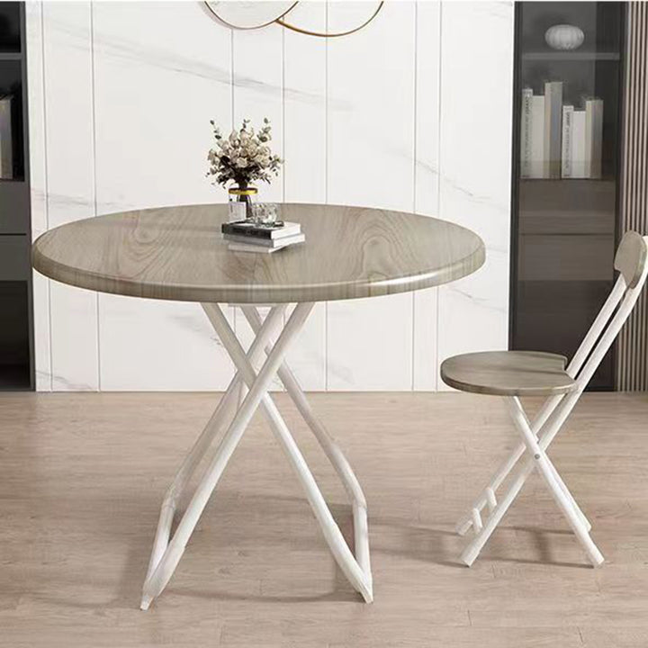 Table à manger pliante ronde moderne minimaliste en MDF avec cadre en fer pour 1 à 4 places 