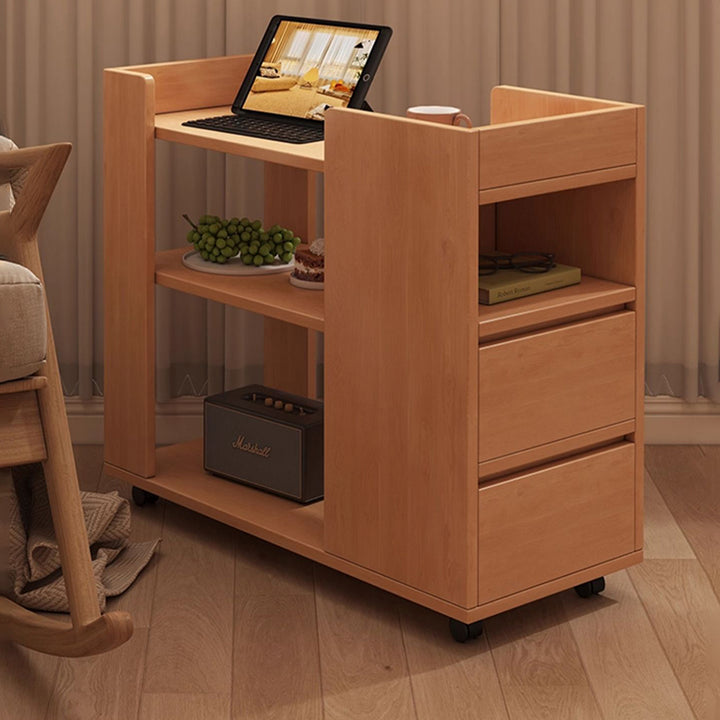 Moderner minimalistischer MDF-Rechteckiger mobiler Beistelltischwagen mit 2 Schubladen &amp; 3 Ebenen für Wohnzimmer, Schlafzimmer, Home Office 