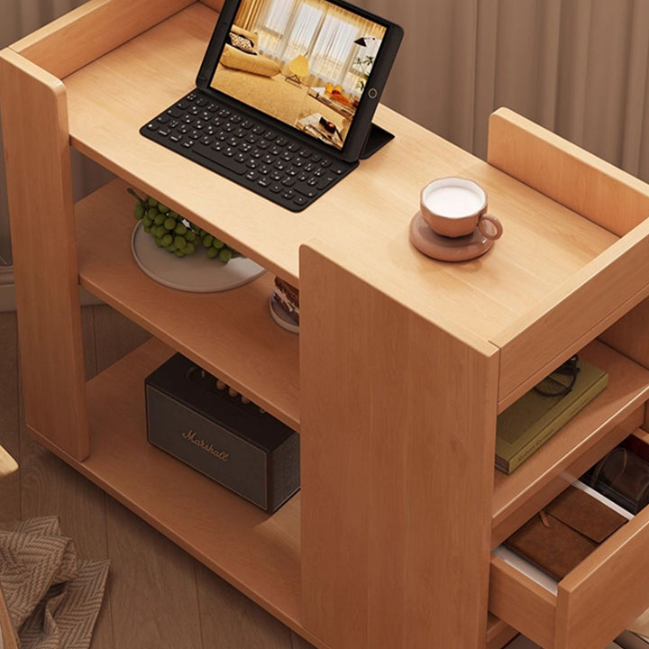 Moderner minimalistischer MDF-Rechteckiger mobiler Beistelltischwagen mit 2 Schubladen &amp; 3 Ebenen für Wohnzimmer, Schlafzimmer, Home Office 