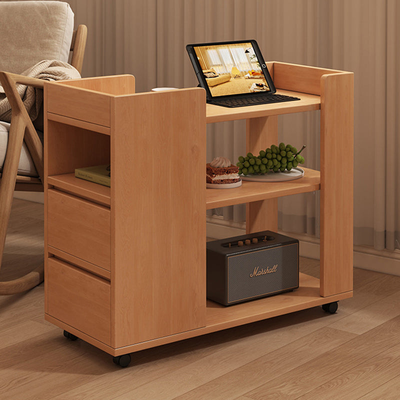 Moderner minimalistischer MDF-Rechteckiger mobiler Beistelltischwagen mit 2 Schubladen &amp; 3 Ebenen für Wohnzimmer, Schlafzimmer, Home Office 