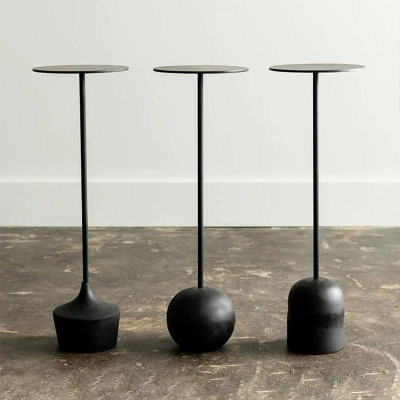 Table d’appoint ronde moderne minimaliste en fer et béton pour salon 