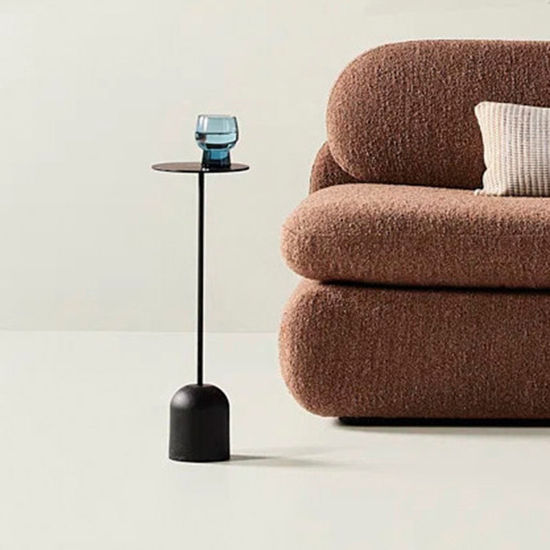 Table d’appoint ronde moderne minimaliste en fer et béton pour salon 