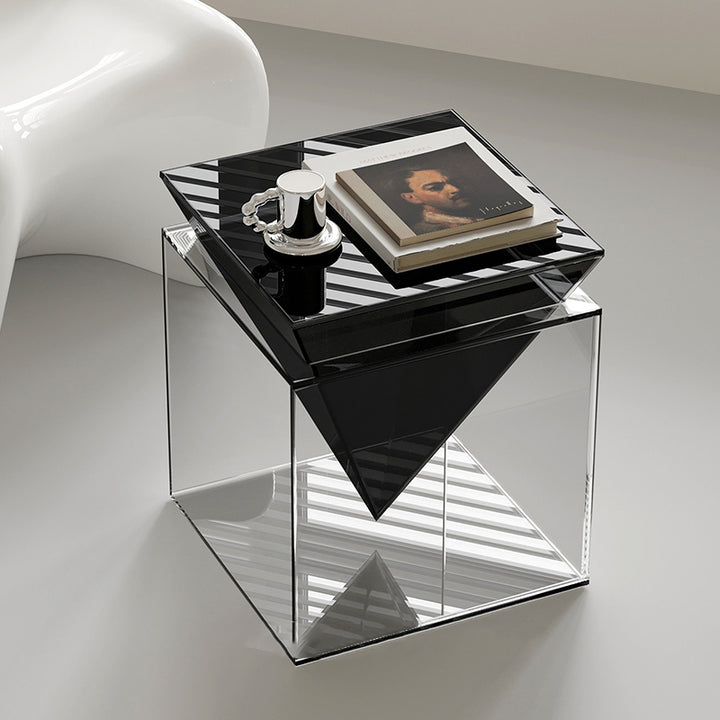Table d'appoint design carrée en acrylique minimaliste moderne pour salon et chambre 