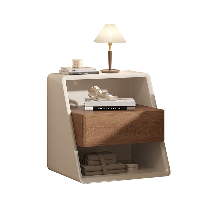 Table de chevet rectangulaire minimaliste moderne en pin et contreplaqué avec rangement à 3 niveaux pour chambre à coucher 