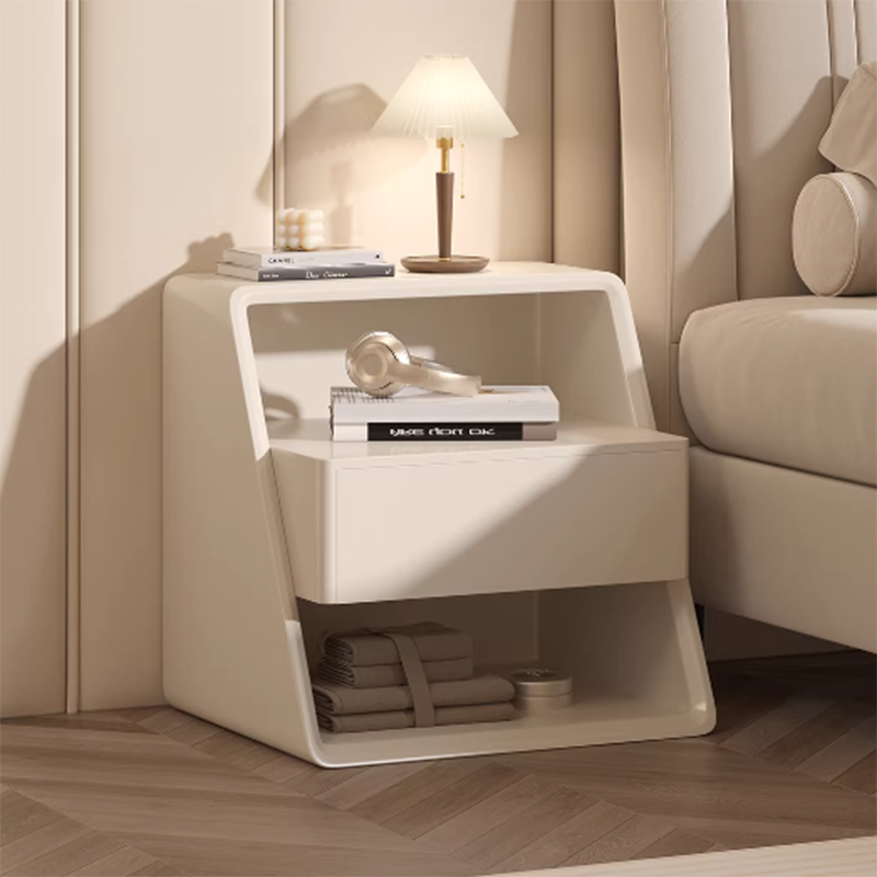 Table de chevet rectangulaire minimaliste moderne en pin et contreplaqué avec rangement à 3 niveaux pour chambre à coucher 