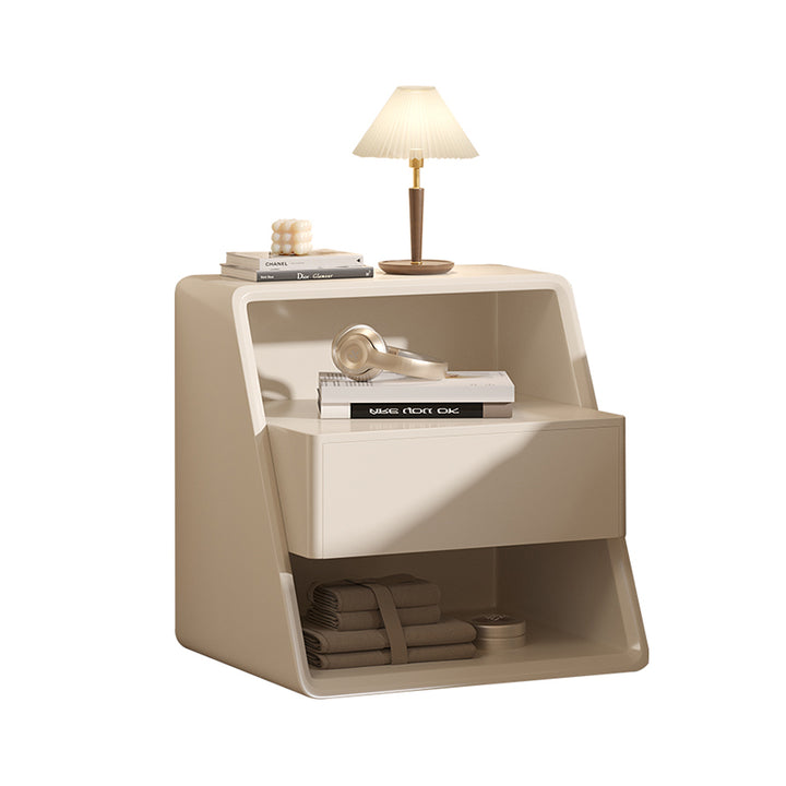 Table de chevet rectangulaire minimaliste moderne en pin et contreplaqué avec rangement à 3 niveaux pour chambre à coucher 