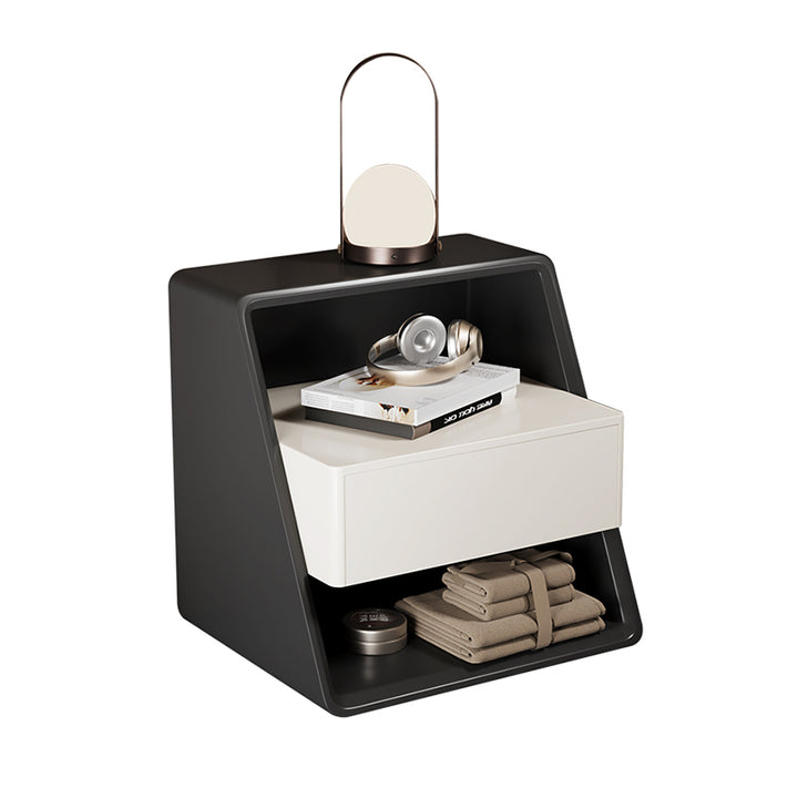 Table de chevet rectangulaire minimaliste moderne en pin et contreplaqué avec rangement à 3 niveaux pour chambre à coucher 