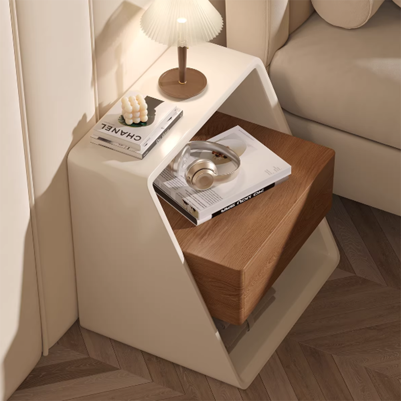 Table de chevet rectangulaire minimaliste moderne en pin et contreplaqué avec rangement à 3 niveaux pour chambre à coucher 