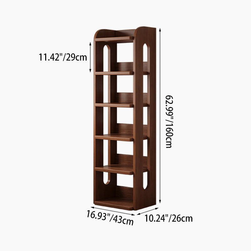 Estante de almacenamiento rectangular de madera maciza minimalista moderna con diseño de 6 niveles para sala de estar y oficina en casa 