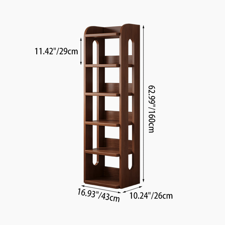 Estante de almacenamiento rectangular de madera maciza minimalista moderna con diseño de 6 niveles para sala de estar y oficina en casa 