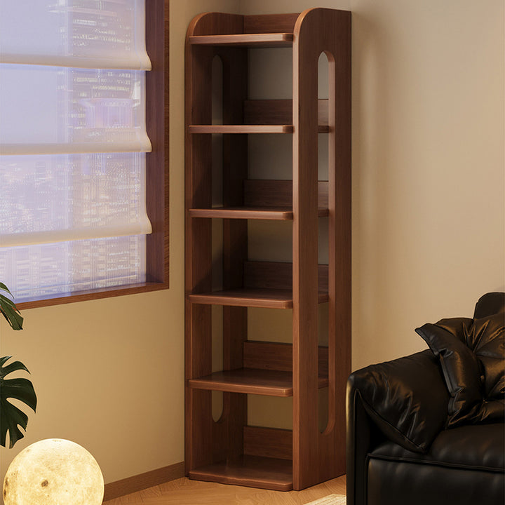 Estante de almacenamiento rectangular de madera maciza minimalista moderna con diseño de 6 niveles para sala de estar y oficina en casa 