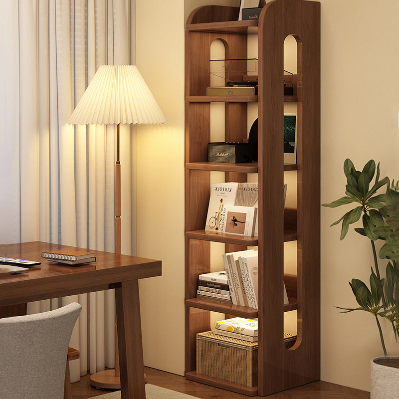Estante de almacenamiento rectangular de madera maciza minimalista moderna con diseño de 6 niveles para sala de estar y oficina en casa 