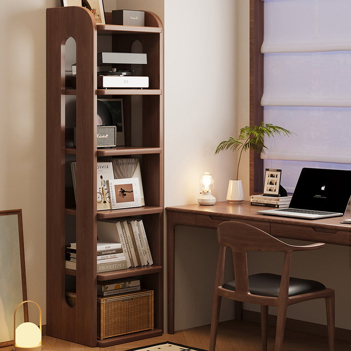 Estante de almacenamiento rectangular de madera maciza minimalista moderna con diseño de 6 niveles para sala de estar y oficina en casa 