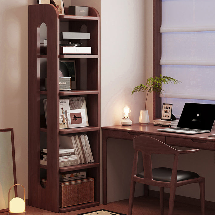 Moderner minimalistischer rechteckiger Aufbewahrungsregal aus Massivholz mit 6-stufigem Design für Wohnzimmer und Homeoffice 