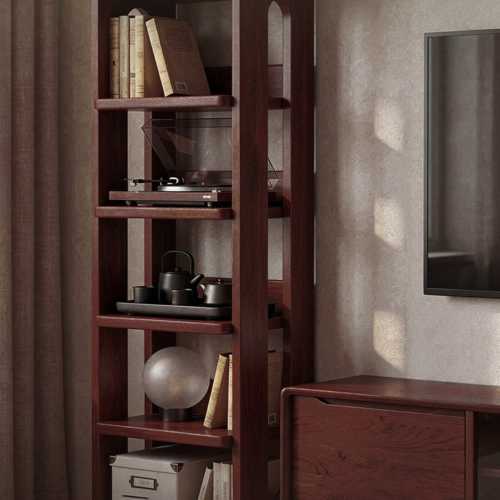 Moderner minimalistischer rechteckiger Aufbewahrungsregal aus Massivholz mit 6-stufigem Design für Wohnzimmer und Homeoffice 