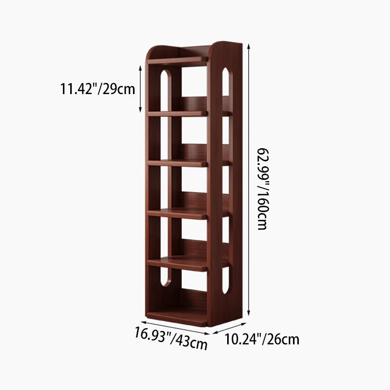 Moderner minimalistischer rechteckiger Aufbewahrungsregal aus Massivholz mit 6-stufigem Design für Wohnzimmer und Homeoffice 