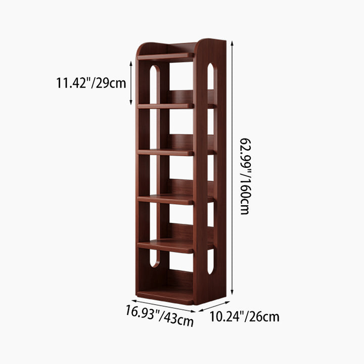 Moderner minimalistischer rechteckiger Aufbewahrungsregal aus Massivholz mit 6-stufigem Design für Wohnzimmer und Homeoffice 