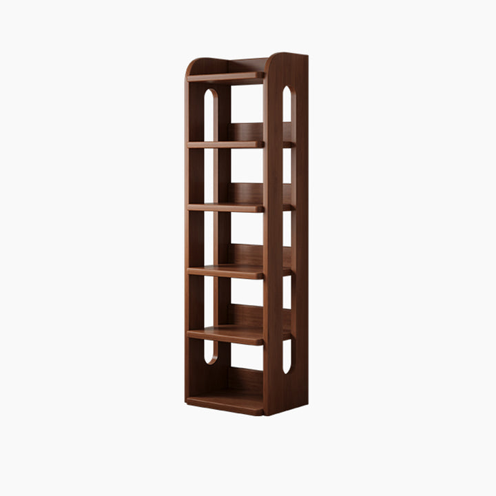 Estante de almacenamiento rectangular de madera maciza minimalista moderna con diseño de 6 niveles para sala de estar y oficina en casa 