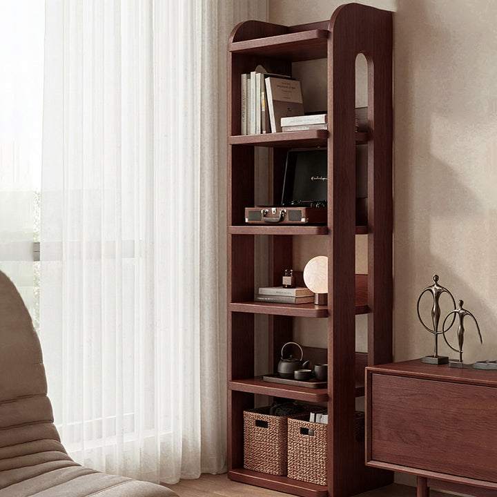 Moderner minimalistischer rechteckiger Aufbewahrungsregal aus Massivholz mit 6-stufigem Design für Wohnzimmer und Homeoffice 