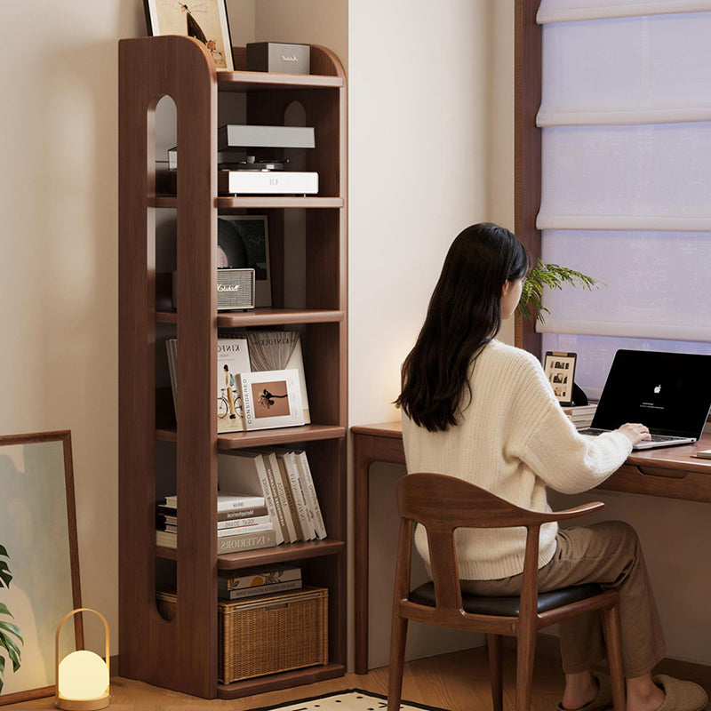 Estante de almacenamiento rectangular de madera maciza minimalista moderna con diseño de 6 niveles para sala de estar y oficina en casa 