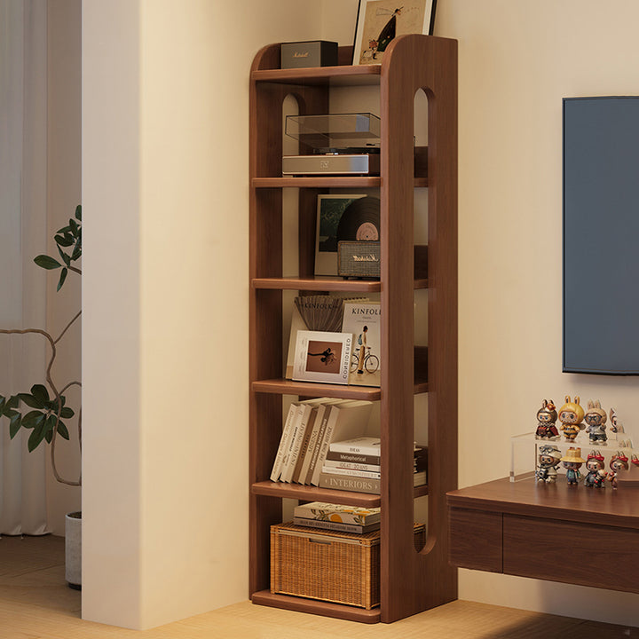Estante de almacenamiento rectangular de madera maciza minimalista moderna con diseño de 6 niveles para sala de estar y oficina en casa 