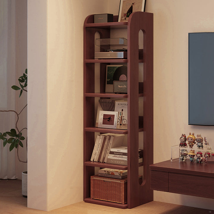 Moderner minimalistischer rechteckiger Aufbewahrungsregal aus Massivholz mit 6-stufigem Design für Wohnzimmer und Homeoffice 