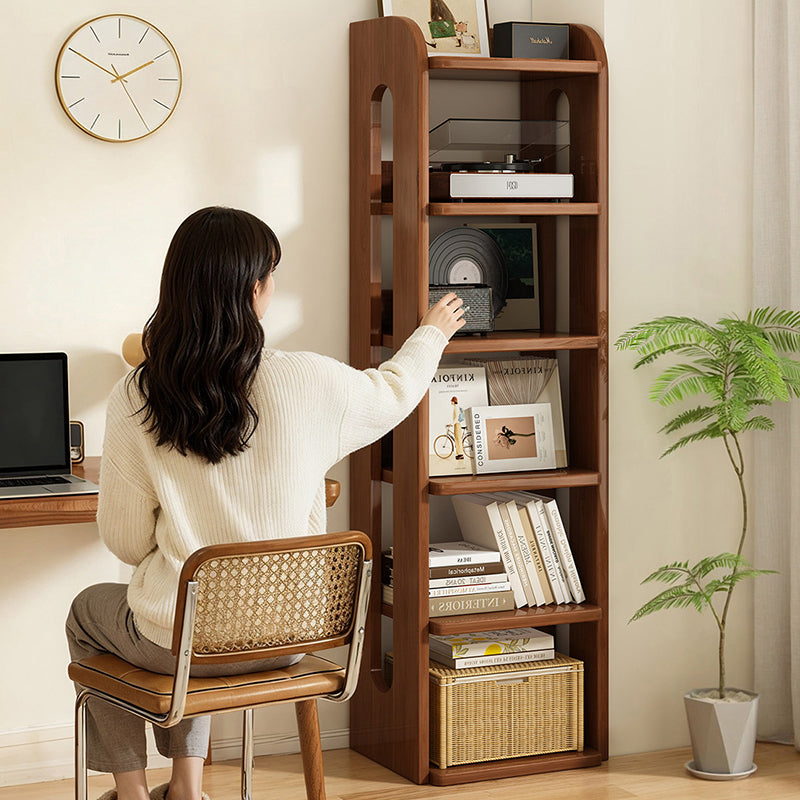 Estante de almacenamiento rectangular de madera maciza minimalista moderna con diseño de 6 niveles para sala de estar y oficina en casa 